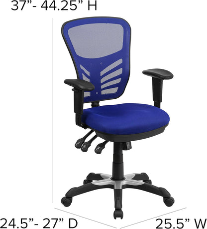 Flash Furniture Bureaustoel, metaal, blauw, 69 x 65 x 112 cm
