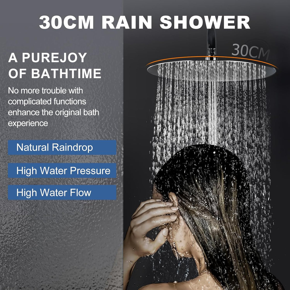 Douchesysteem met Thermostaat – Douchekraan – Regendouche – Handdouche – Douche Set – Roestvrij Staal – 30 cm Regendouche – 3 Spray Instellingen – Verstelbare Hoogte