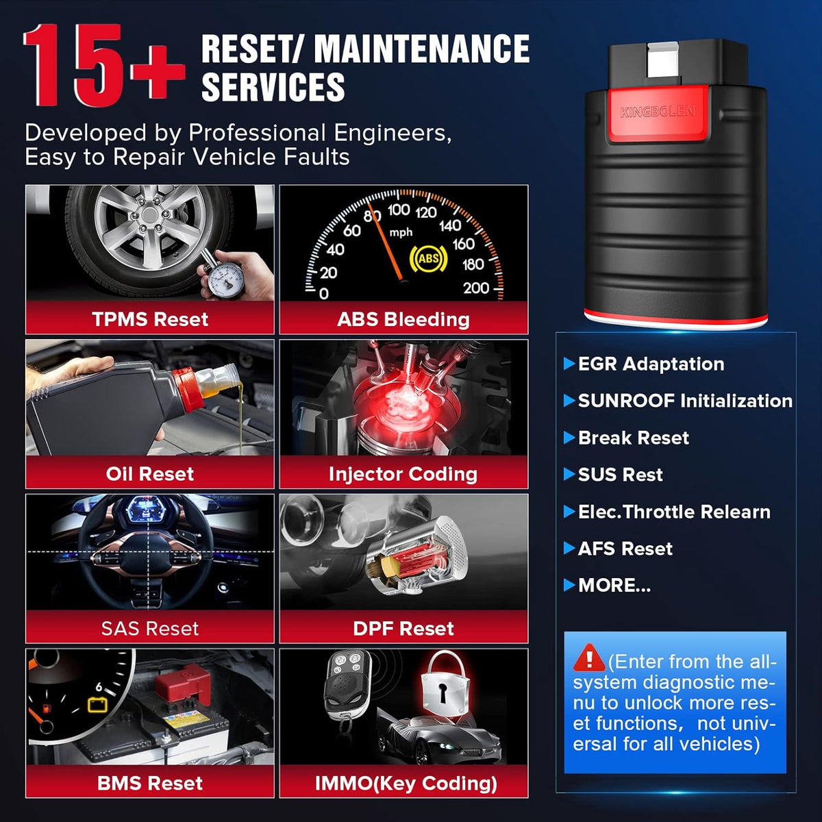 KINGBOLEN Ediag OBD2 Scanner Bluetooth, volledig systeem draadloze autoscanner met actieve tests, ECU-codering, 16 resets, olie/rem/EPB/TPMS, DPF-regeneratietool 1 jaar gratis update.