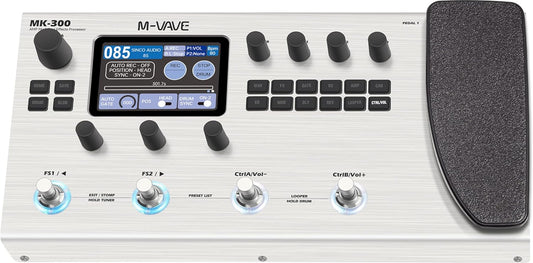 M-Vave MK-300 Multieffectprocessor voor gitaar en bas, 11 modules, meer dan 320 effecten, 120 versterkers, IR-loader, loopper, drumcomputer, BT- en USB-geluidskaart