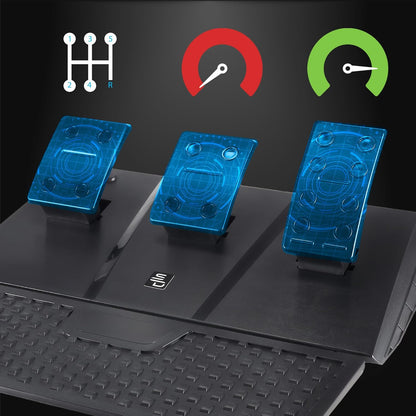 Gaming Stuur – Racestuur – Race Wheel – Simulatiestuur – Handmatig Schakelen – 3 Pedalen met Koppeling – Vibratie Feedback – Programmeerbare Schakelpeddels