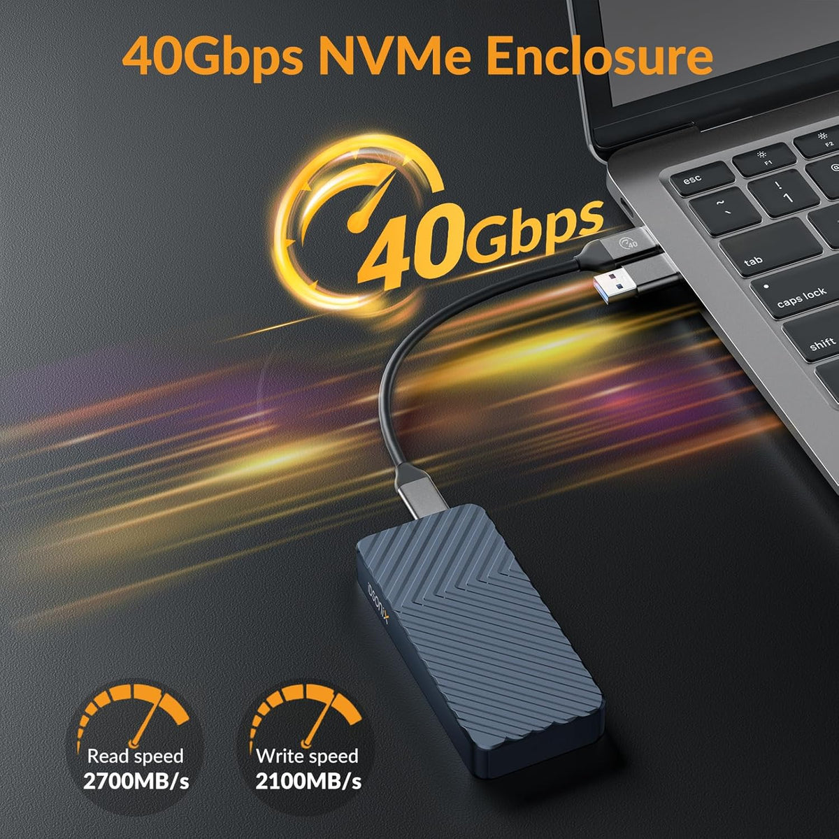 iDsonix Aluminium Behuizing USB4.0 Type-C Transmissie Behuizing Case Voor M.2 NVME SSD in Grijs