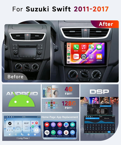 Carplay autoradio – Android autoradio – Multimedia autoradio – Navigatiesysteem auto – Autoradio met touchscreen – 9 Inch HD Touchscreen – Draadloze CarPlay & Android Auto – Voor Suzuki Swift 2011-2017 / Ertiga 2012-2017