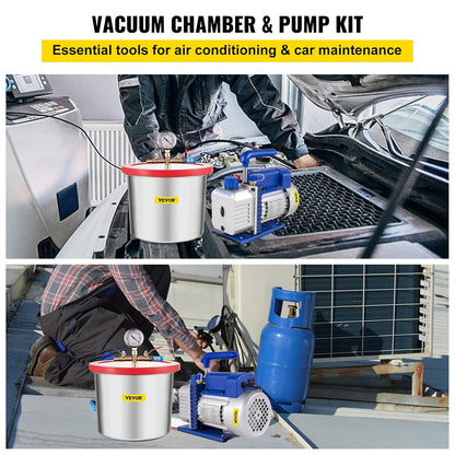 Vacuümpomp – Vacuümmachine – Vacuümgenerator – Vacuüminstallatie – Vacuum Pomp – 7,57L RVS Vacuümkamer – Krachtige 1/3 HP Motor 113,26 L/min