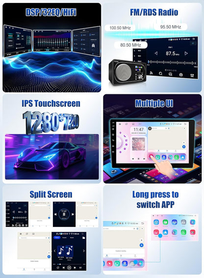 Android 15 Autoradio Fiat 500 – Multimedia Speler – Navigatiesysteem – DAB Radio – Touchscreen Radio – 9 Inch HD Scherm – Draadloze CarPlay & Android Auto