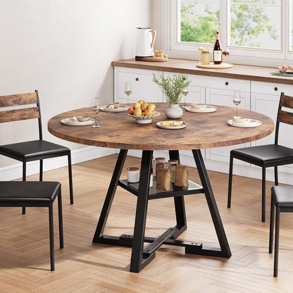 Jocoevol Ronde eettafel voor 4, keuken eetkamer cirkel diner voetstuk tafel, ruimtebesparende houten keuken en eetkamer meubels (vintage, 42 in)
