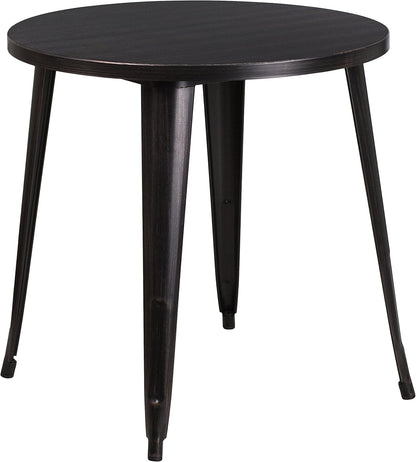 Flash Furniture Commerciële Rang 30' Ronde Metaal Binnen-Openluchttafel, Zwart-Antiek Goud
