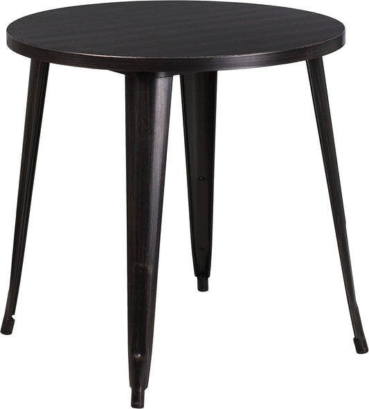 Flash Furniture Commerciële Rang 30' Ronde Metaal Binnen-Openluchttafel, Zwart-Antiek Goud