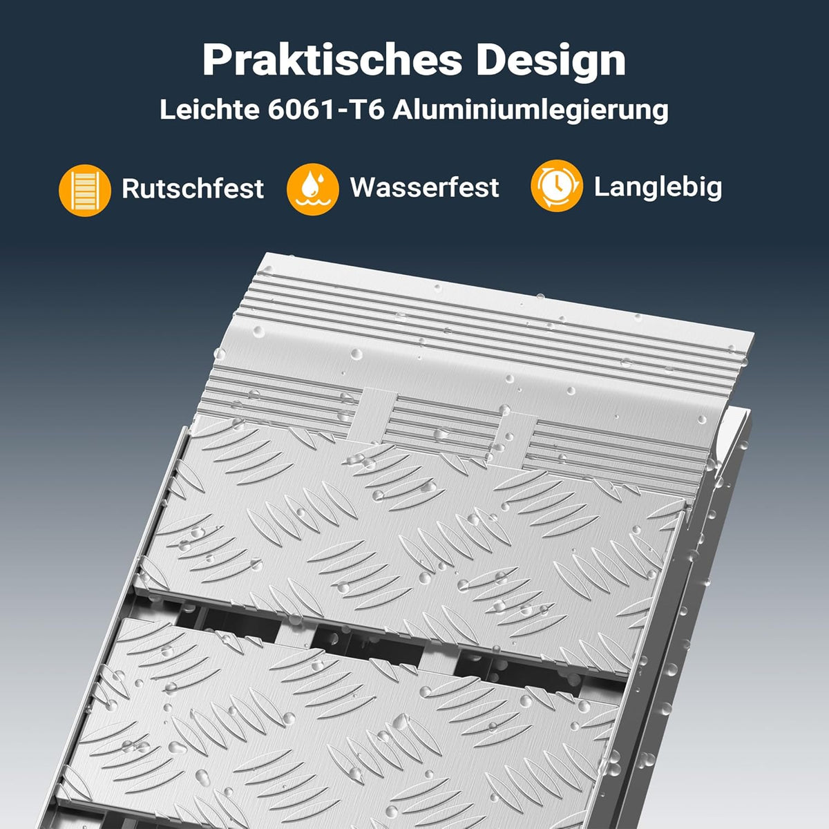 Wiltec Laadhelling inklapbaar - 2280 x 280 mm - max. draagkracht 680 kg - aluminium - met riem - voor motorfiets mountainbike quad - oprijplaat rail