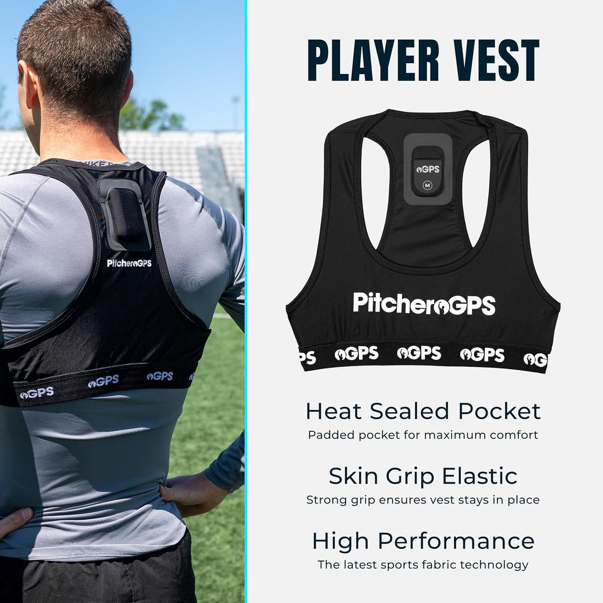 PitcheroGPS Fitness Tracking-pakket, GPS-sporttracker-vest en 12 maanden abonnement, voetbaltrainingsuitrusting (Adult XL)