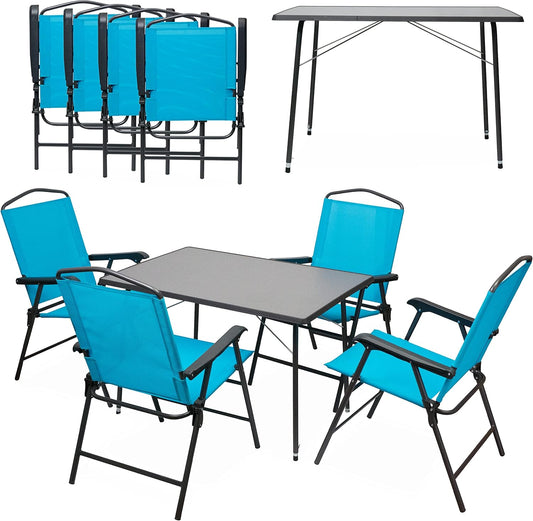 CampAir Campingmeubelset voor 4 personen, 5-delige campingset, in hoogte verstelbare campingtafel met 4 klapstoelen