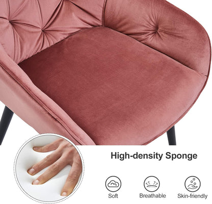 CLIPOP Dining Chair 2/4pcs Set Velvet Chair with Armrests and Metal Legs Upholstered Chair Kitchen Chair Lounge Chair Leisure Chair (2, Rose)