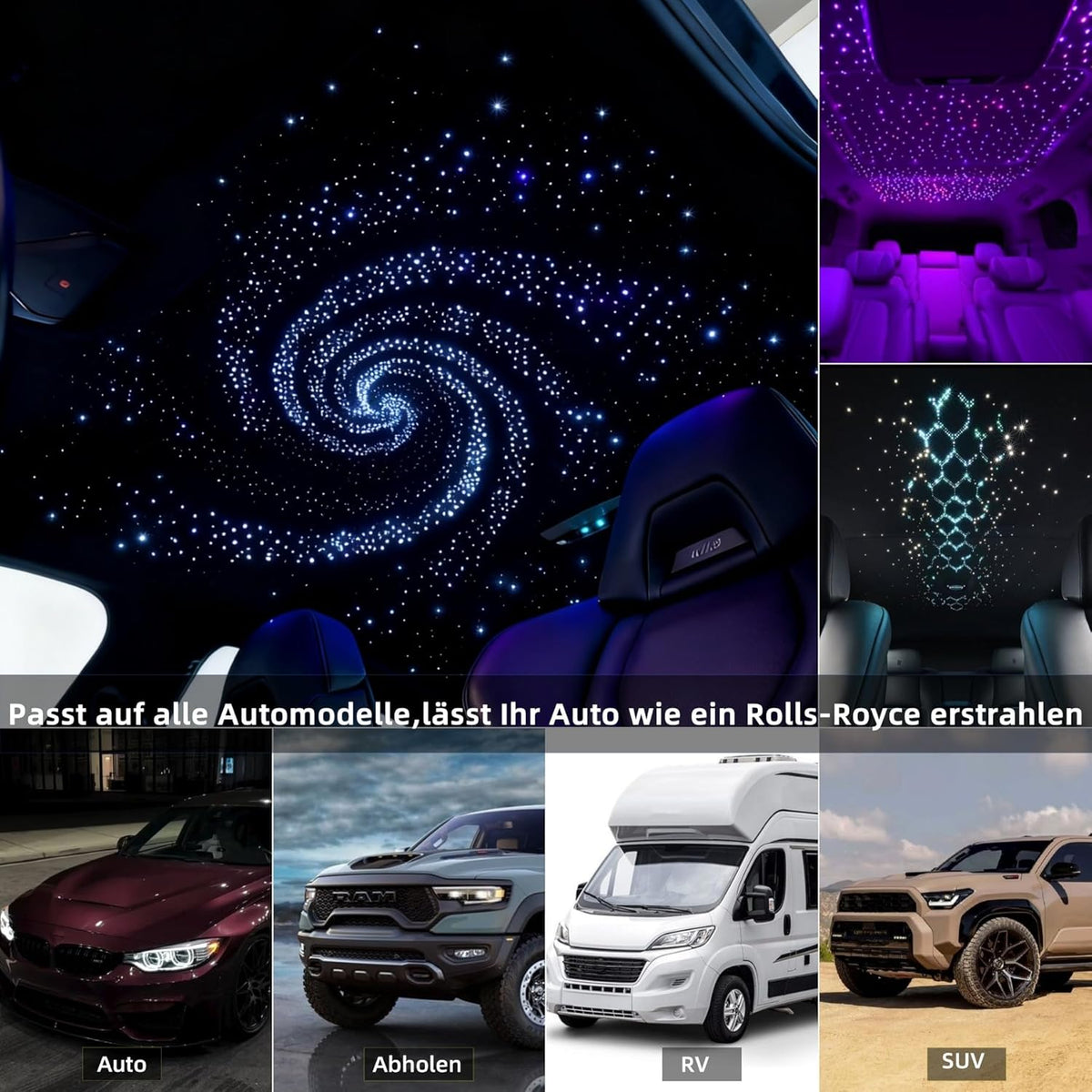 GIDEALED Twinkle Sterrenhemel glasvezel licht voor auto / thuis, 600 stuks x 3 m x 0,75 mm Star plafondlampenset met app/afstandsbediening RGBW Fiber Optic Light muziekmodus, tijdfunctie en