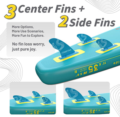 11'/10'6" Opblaasbaar Stand Up Paddle Board met Premium SUP Board Accessoires, Adj Paddle, Anti-Slip EVA Deck, 120L Reisrugzak met Voorvak | Opblazen Paddle Board voor alle