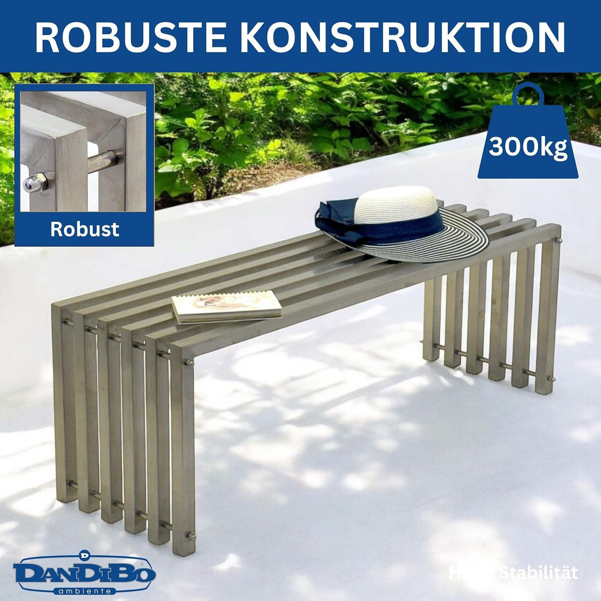 DanDiBo Garden Bench Weatherproof Metal Stainless Steel Solid 115 cm Bench Outdoor Garden 96607 Park Bench - QUORE