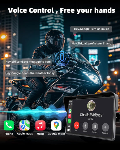 Jansite Carplay 7 inch (17,7 cm) Carplay, Con Supporto BMW, IPS motorfiets, display, navigatieapparaat voor motorfietsen met dubbele Bluetooth, Siri/G-oogle Assistant, IP67 waterdicht scherm