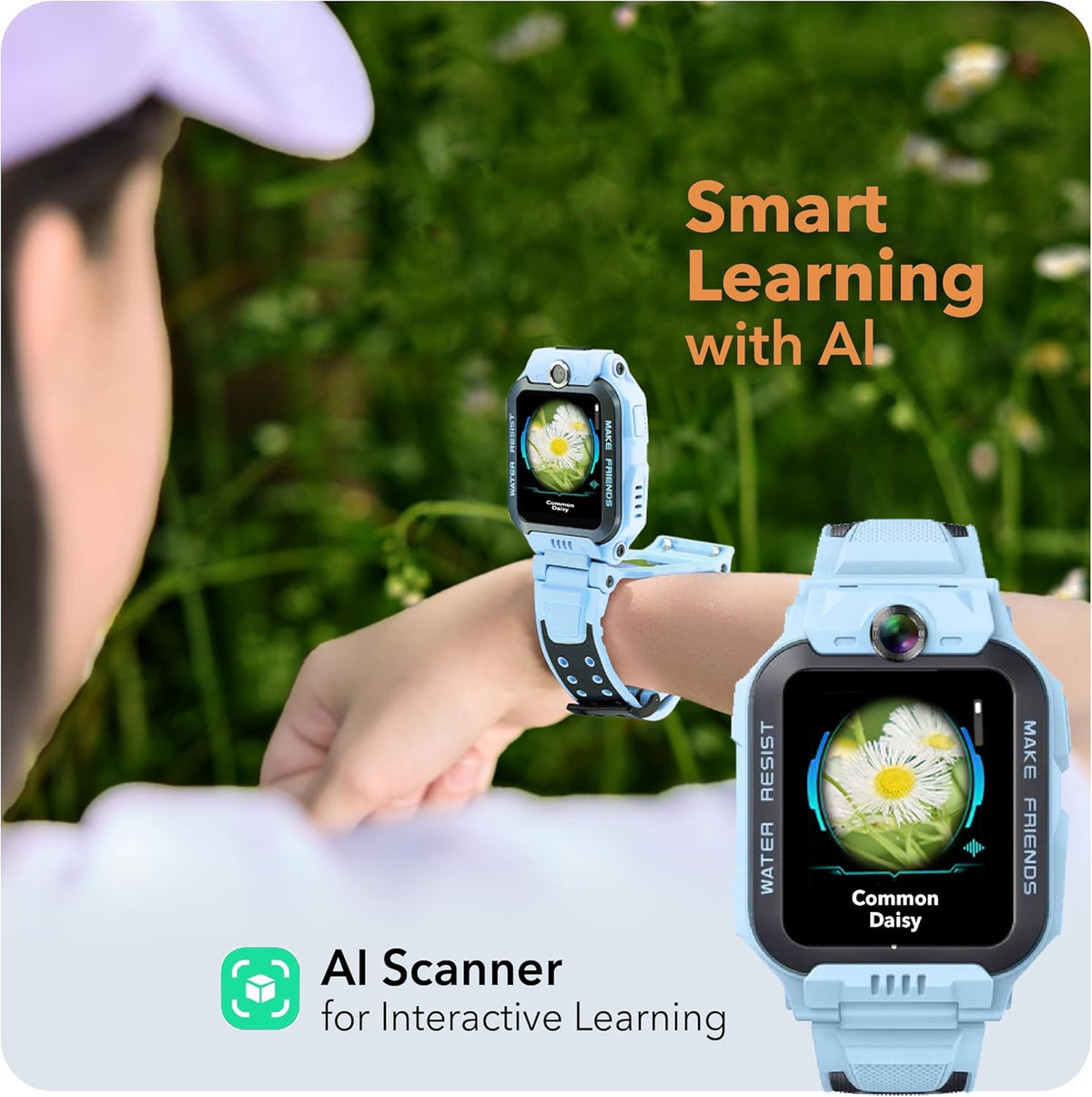imoo Z7 Smartwatch voor kinderen met telefoon, kindersmartwatch, kindersmartwatch met telefooncall en langdurige video, IPX8 waterdicht (blauw)