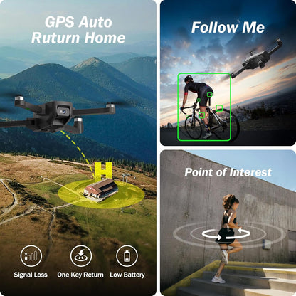 Drone met 1080p camera, 5 GHz, automatische terugkeer, Follow Me