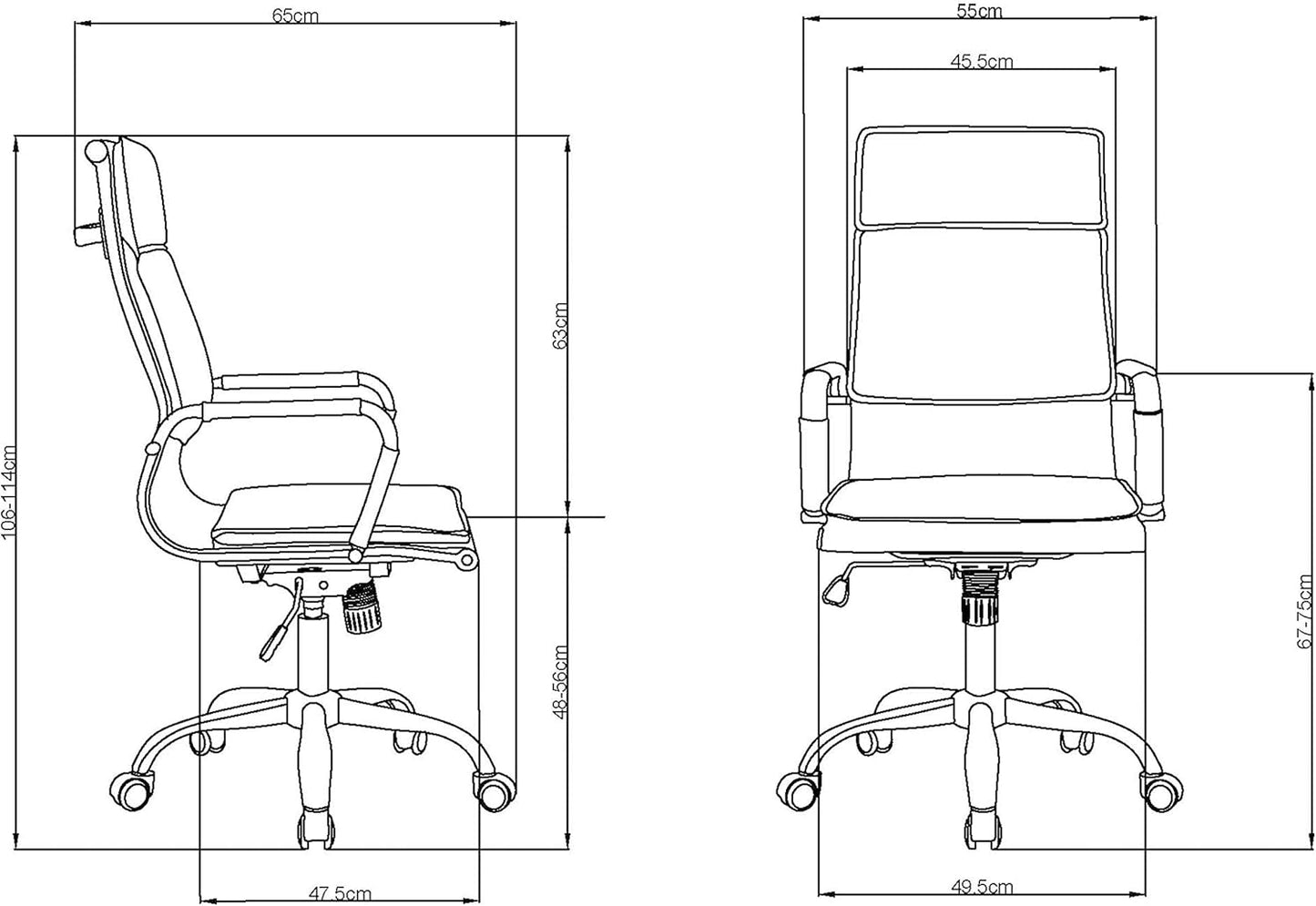 La Silla Española Bureaustoel, afmetingen: 65 x 55 x 114 cm