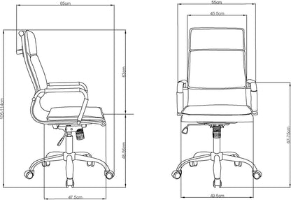La Silla Española Bureaustoel, afmetingen: 65 x 55 x 114 cm
