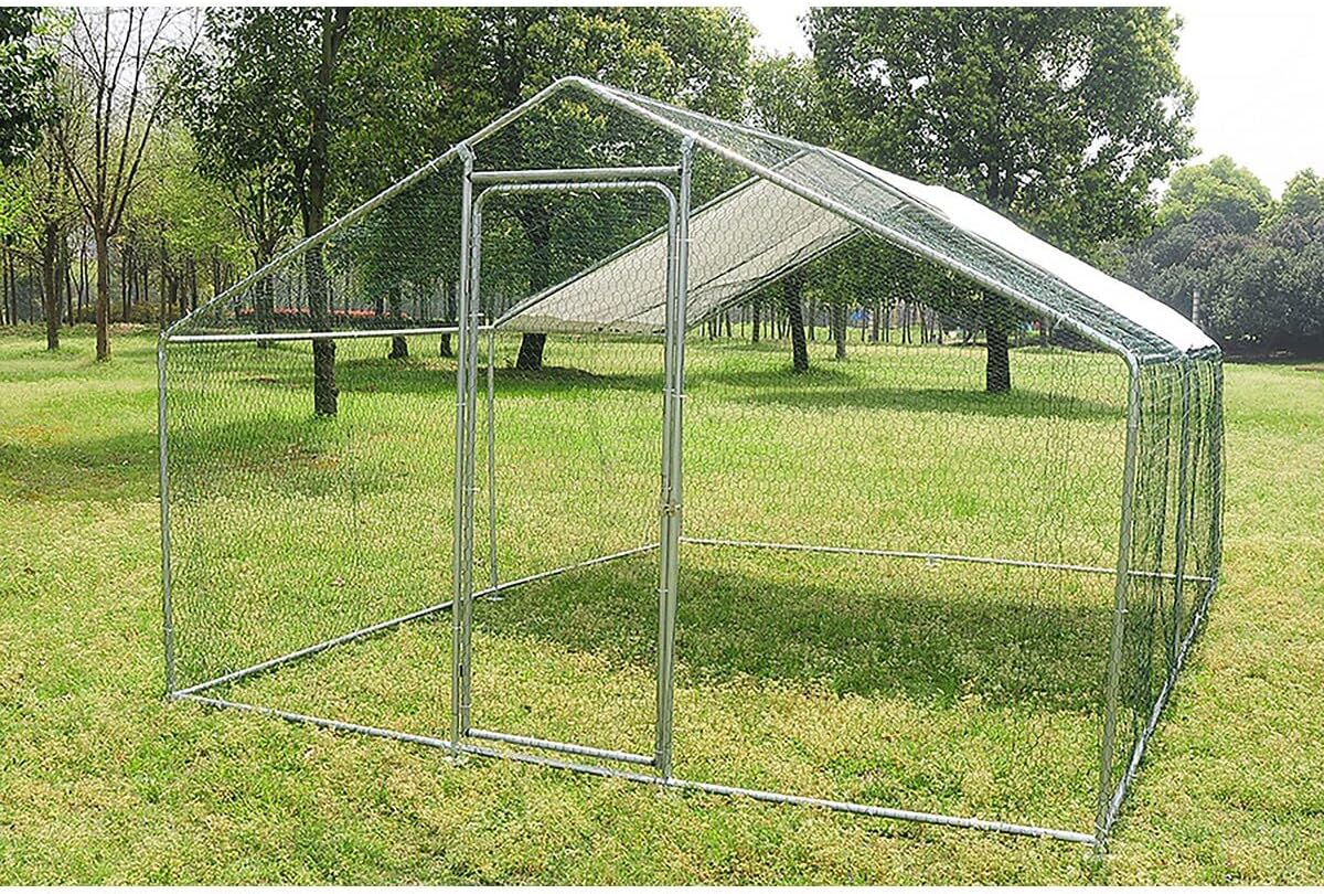 Kippenren – Pluimveetren – Kippenhok – Vogelschutting – Buitenren – Gegalvaniseerd Staal – 9 m² Veilig Oppervlak - QUORE
