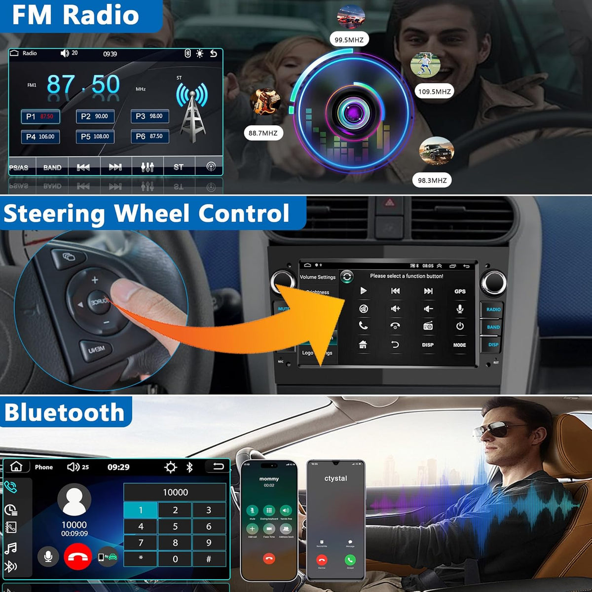 2 DIN autoradio voor Opel Corsa d/Astra h/Zafira b/Meriva/Vivaro Bluetooth Stereo Car met Wireless Carplay Android Auto 7 inch scherm Mirror Link / FM / AHD achteruitrijcamera / WiFi - zwart