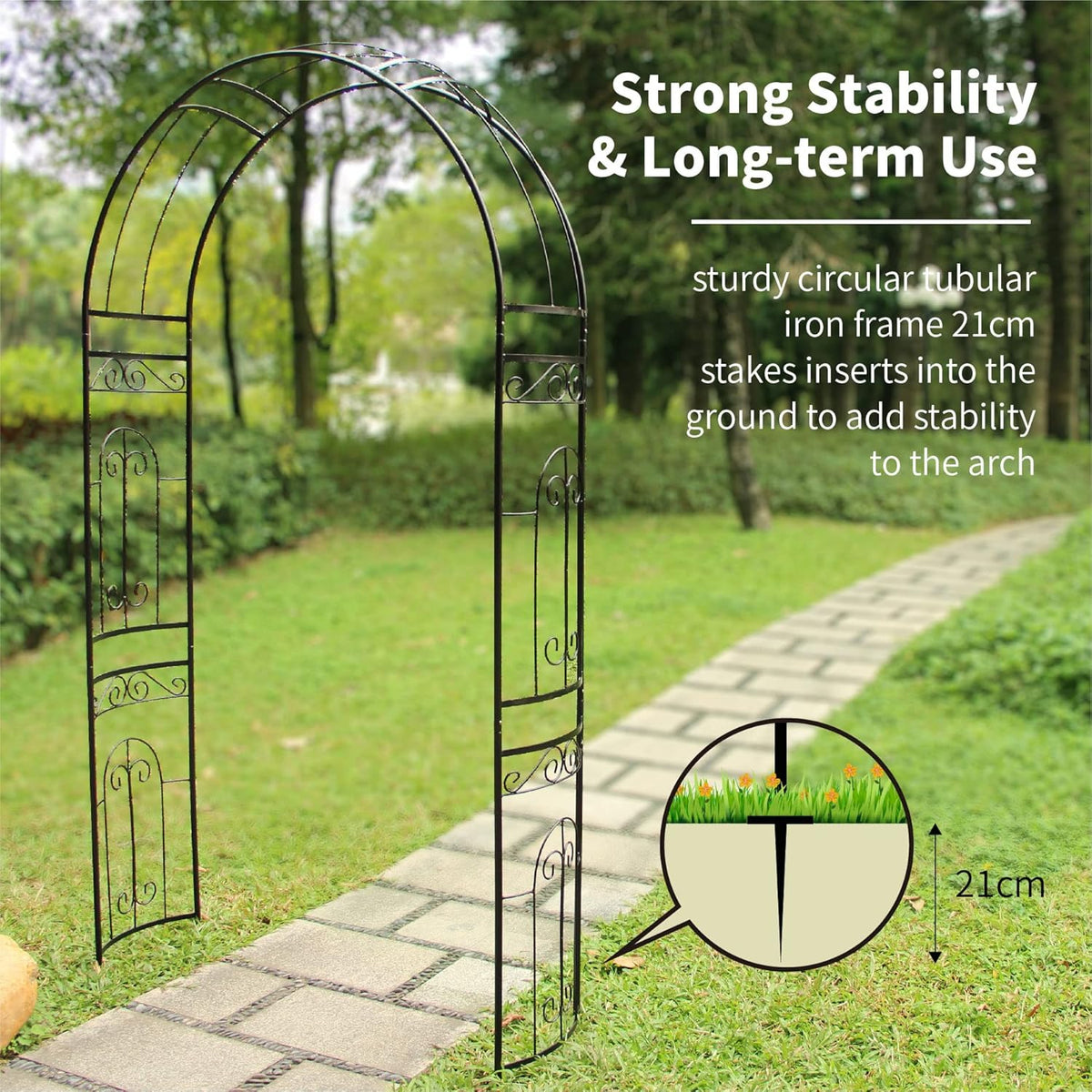 GARDEN Tuinboog, bruiloftsboog, voor binnen en buiten, voor gazon en tuin, voor verschillende klimplanten, tuindecoratie 220 cm x 115 cm x 36 cm