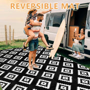 Buiten Vloerkleed - Buitenkleden - Buitentapijt - Opvouwbaar - UV-bestendig - Waterdicht - Buitenmatten - voor Buiten - Balkon - Strand - Picknick -Terras - Rechthoekig - 245 x 305 cm - Zwart