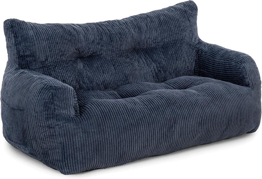 Pamapic Zitzak voor volwassenen met vulling, dubbele woonkamerstoel met draagbare handgreep, ergonomisch, modern, voor woonkamer, slaapkamer, speelkamer, blauw