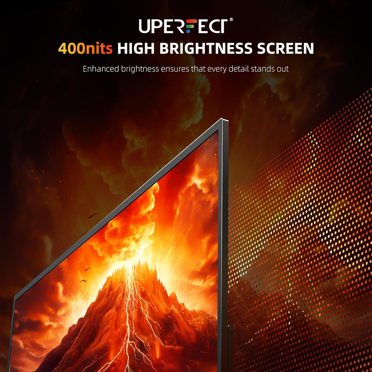 UPERFECT Portable Monitor 4K 23.8" QLED | 400 Nits 24" Large Monitor | 3840 * 2160 UHD 100% DCI-P3 | 1MS FreeSync | USB-C & HDMI | VESA & Stand | Second Screen for Laptop, Mini PC, Game Consoles - QUORE