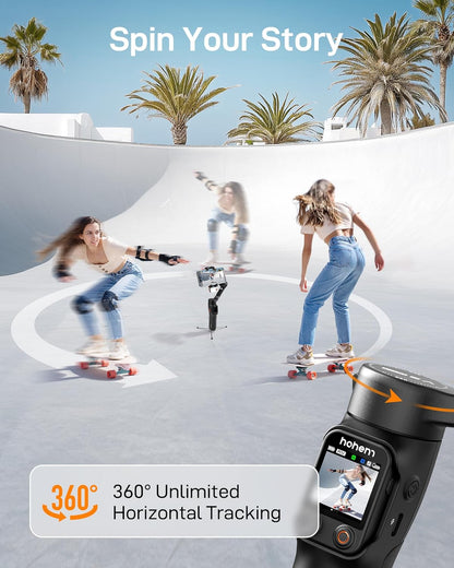 hohem iSteady V3 Ultra Smartphone Gimbal, iPhone Gimbal met 360° Follow, Multimodale AI Tracker, 1,22" Touchscreen & Opvouwbaar Ontwerp, iSteady 9.0 Telefoonstabilisator voor Filmen
