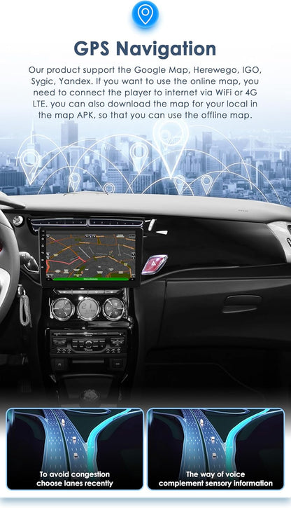 Android 13 autoradio voor Citroen C3 DS3 2010-2016 8-core 4G+32G GPS Navi met draadloze carplay Android Auto Bluetooth DAB WiFi 4G Mirror Link Achter/vooraan camera -zwart