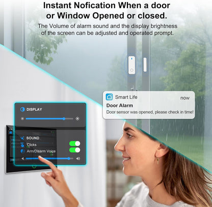 Alarmsysteem voor thuisbeveiliging (Gen 2) Stuk. DIY, touchscreen, bewegingsdetectie, contactsensoren, draadloze sirene, afstandsbedieningen, Smart Life Tuya-app, compatibel met Alexa & Google