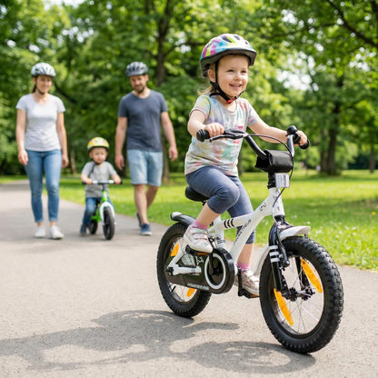 PROMETHEUS BICYCLES kinderfiets 14 inch fiets jongens meisjes van 4 jaar oude met zijwieltjes terugtraprem in wit BMX