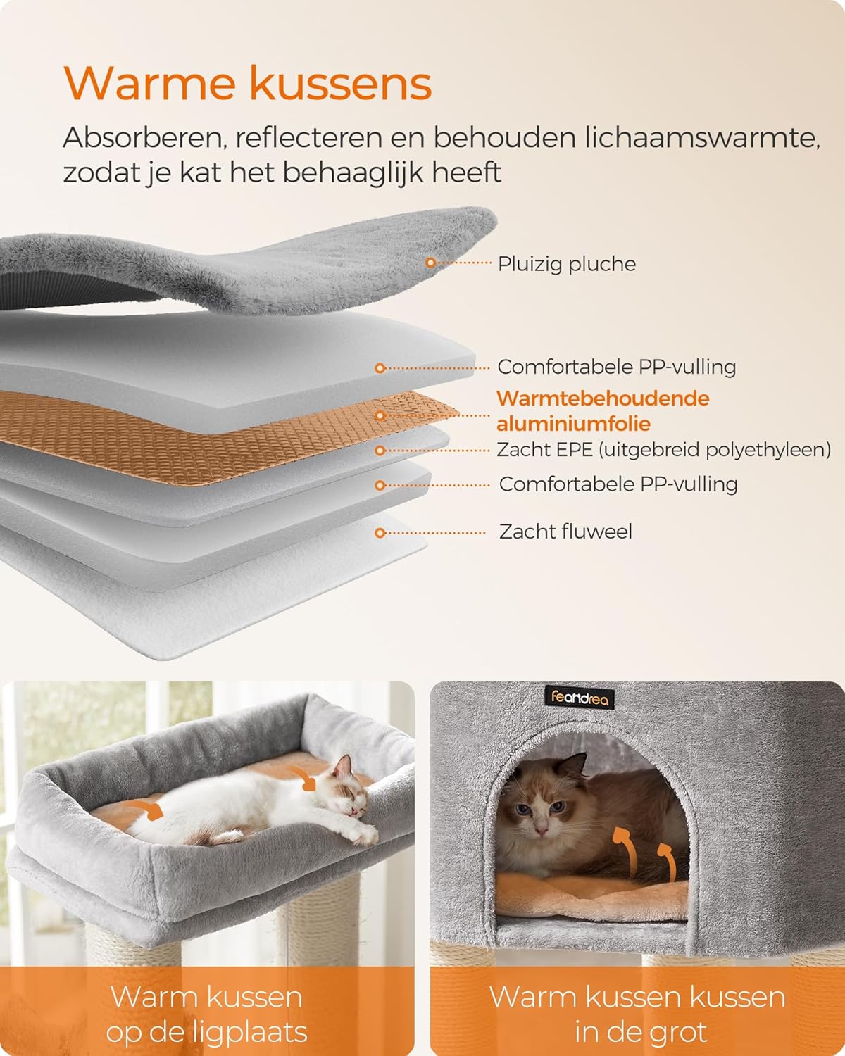 Krabpaal – Kattenboom – Krabmeubel – Kattenkast – Kattenpaal – Ruim Voor Grote Katten – Stevige Sisal Stammen 11,3 cm