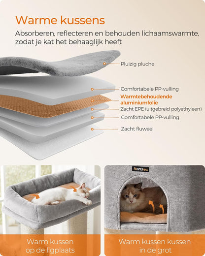 Krabpaal – Kattenboom – Krabmeubel – Kattenkast – Kattenpaal – Ruim Voor Grote Katten – Stevige Sisal Stammen 11,3 cm