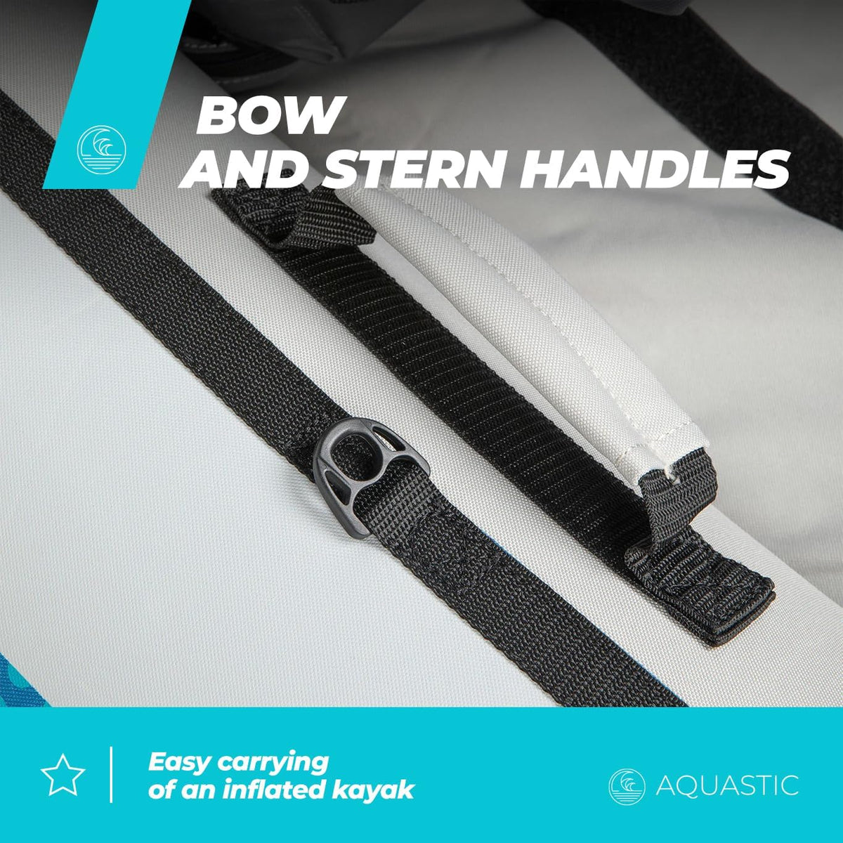 AQUASTIC Kajak Dolph Opblaasbare 2-persoons kajak in set met twee zitplaatsen, opblaasbare stabilisator en beschermhoes, 335 x 96 cm, ideaal voor raften en uitstapjes, sterk pvc-materiaal