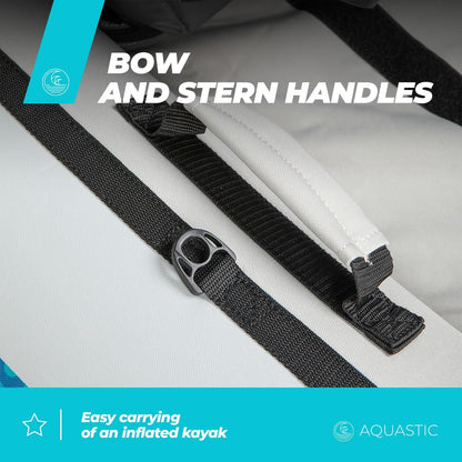 AQUASTIC Kajak Dolph Opblaasbare 2-persoons kajak in set met twee zitplaatsen, opblaasbare stabilisator en beschermhoes, 335 x 96 cm, ideaal voor raften en uitstapjes, sterk pvc-materiaal