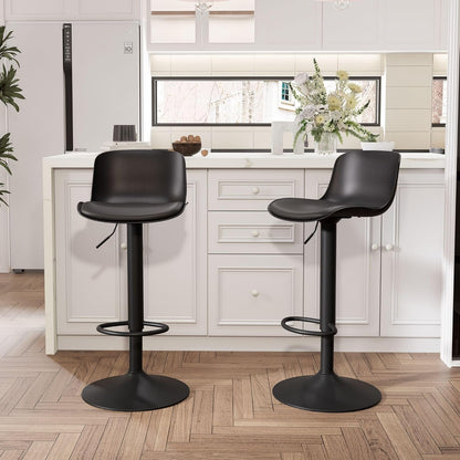 YOUNIKE Barkruk set van 2 zwart, in hoogte verstelbare draaibare barstoel met rugleuning, hoge barstoelen als keukenstoel, toonstoel, praktische barkruk voor toonbank, keuken en eetkamer