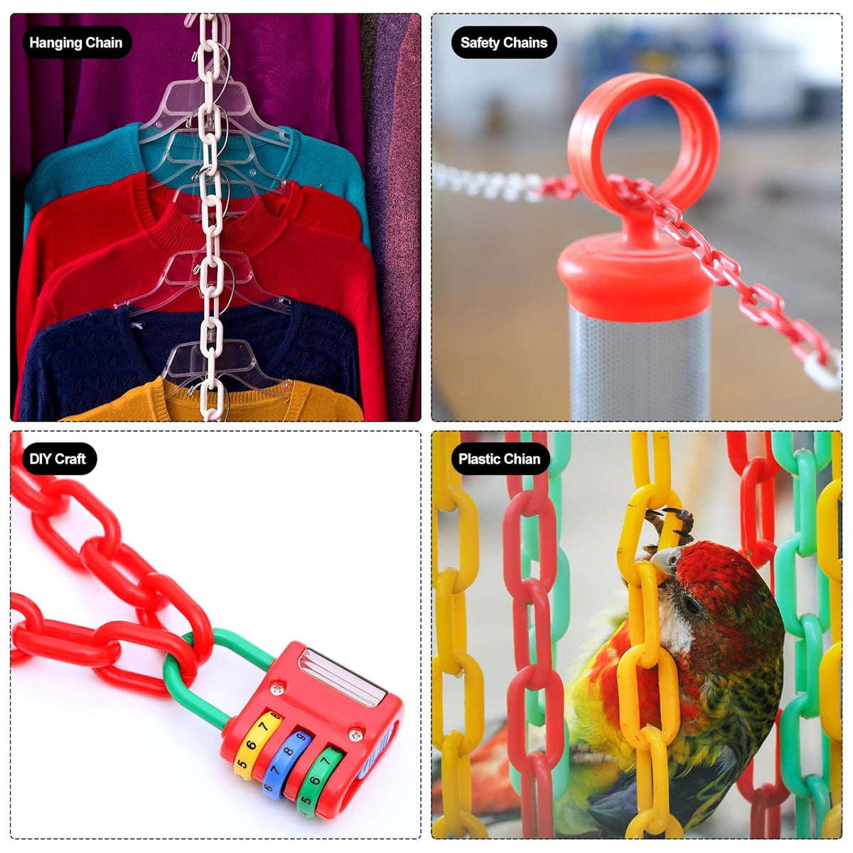 PATIKIL Plastic Chain Links, 400 Foot Safety Barrier Chain Red for Crowd Control, Queue Line, Parking, Fence, Gate, Concert, Construction Site and Decoration