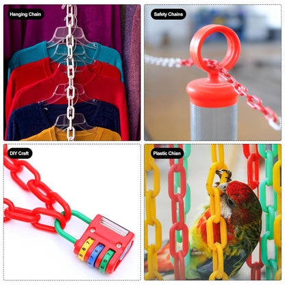PATIKIL Plastic Chain Links, 400 Foot Safety Barrier Chain Red for Crowd Control, Queue Line, Parking, Fence, Gate, Concert, Construction Site and Decoration