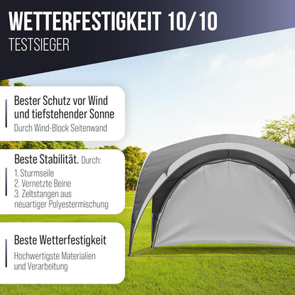 ROODZ Paviljoen 3,20 x 3,20 m waterdicht UV-zonwering 50+ partytent, tuintent, stabiele, winterveilig, stormbestendig, hoogwaardige kwaliteit met zijpaneel, hoogte van 2,20 cm, bestel nu!