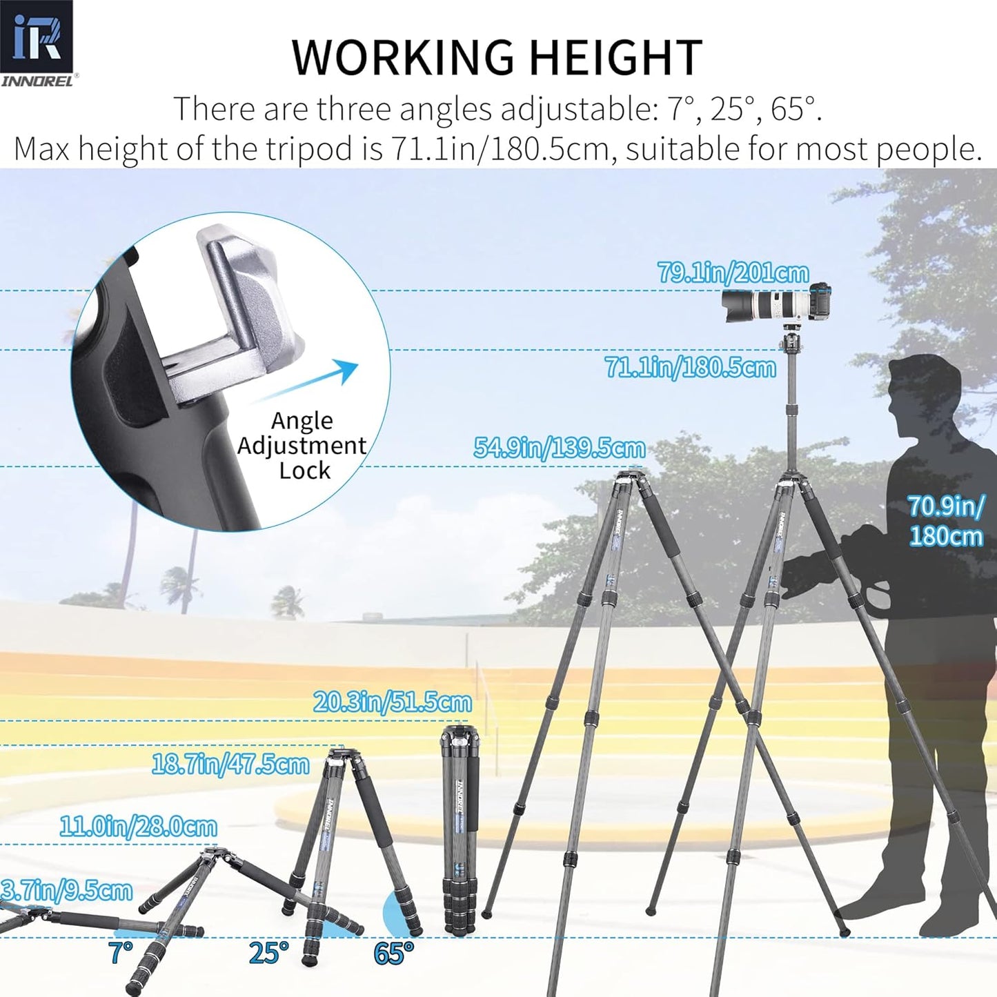 Koolstofvezel Statief – Camerastatief – Fotostatief – Reisstatief – DSLR Statief – Zonder Statiefkop – 25 Kg Draagkracht – Compact 51,5 Cm