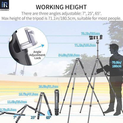 Koolstofvezel Statief – Camerastatief – Fotostatief – Reisstatief – DSLR Statief – Zonder Statiefkop – 25 Kg Draagkracht – Compact 51,5 Cm