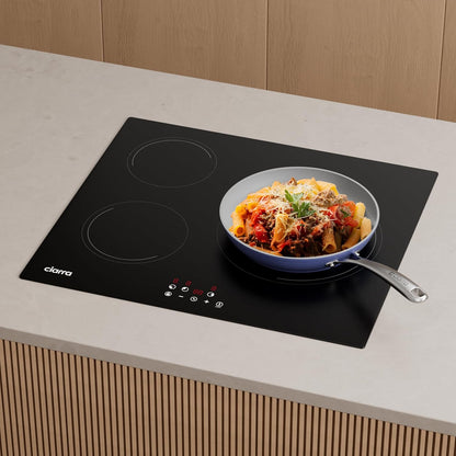 CIARRA Kookplaat met inductie, 3 kookplaten, 5600 W, kooktafels met 9 niveaus, automatische uitschakeling, timer AWBBIH3-E