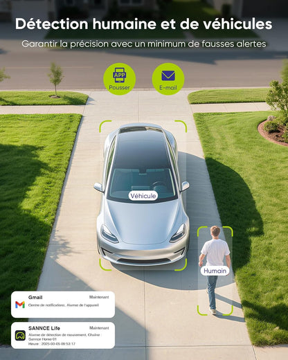 SANNCE PoE Bewakingscameraset, 5MP, 8CH NVR + 4 x 3 MP, waterdicht, camera zonder harde schijf, met Smart IR-leds, bewegingsdetectie, app-alarm, nachtzicht tot 20 meter