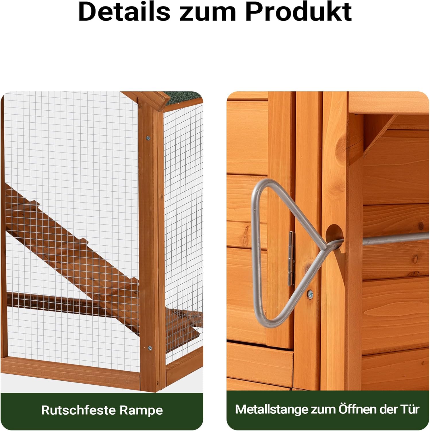 Chicken coop freeway and nesting box, spruce wood, 1720x660x1200mm, galvanized grid, excrement tray - QUORE