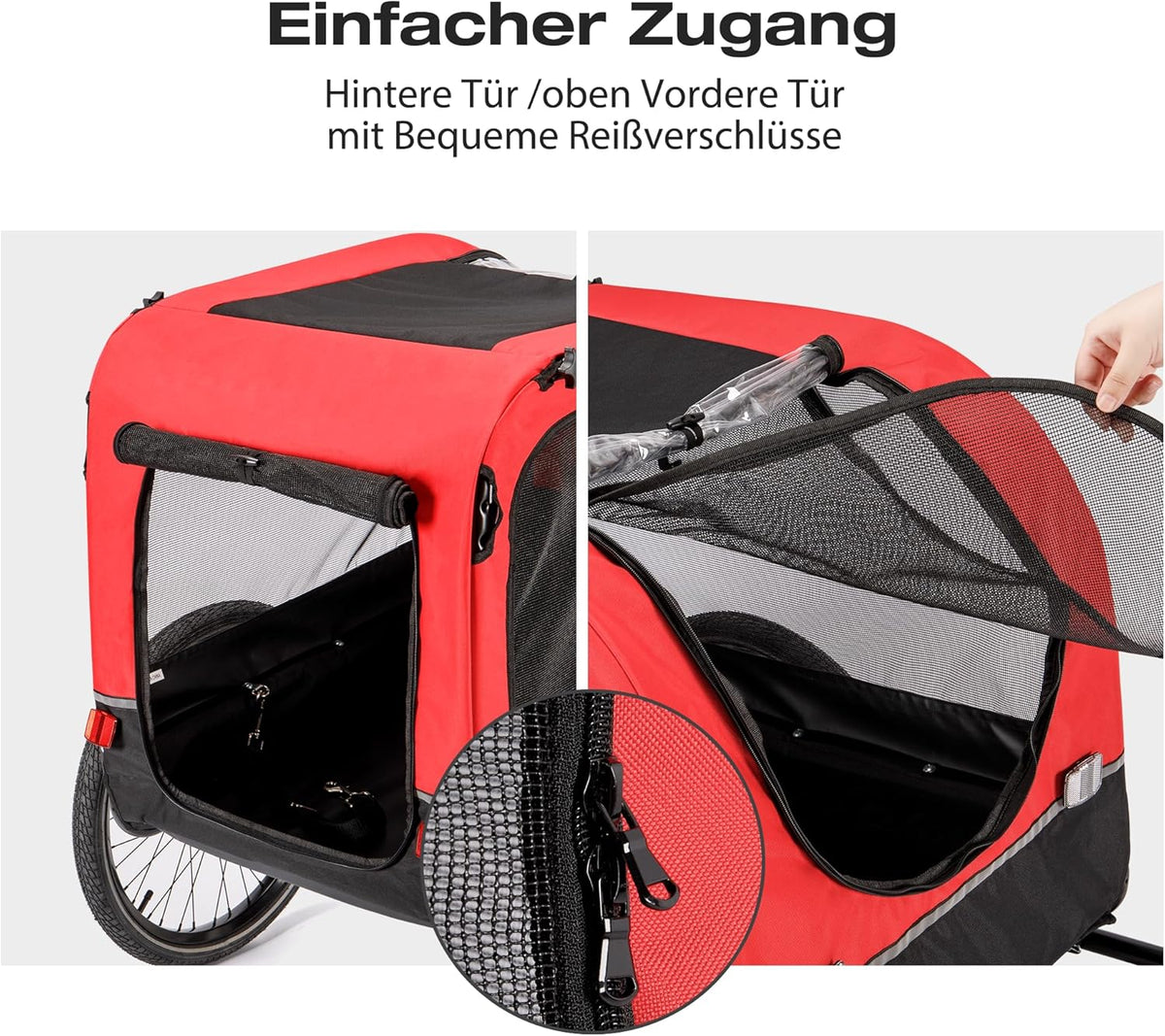 CXWXC Fietskar voor honden, 2-in-1, fietsaanhanger & jogger, hondenwagen met schokdemper, hondenaanhanger, maximale belastbaarheid 40 kg