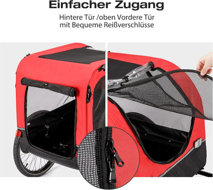 CXWXC Fietskar voor honden, 2-in-1, fietsaanhanger & jogger, hondenwagen met schokdemper, hondenaanhanger, maximale belastbaarheid 40 kg