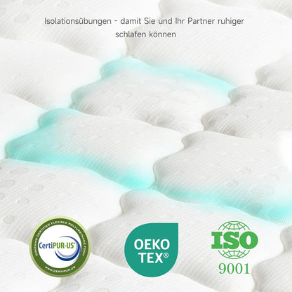 Z-hom Matras 140x200 cm, pocketveringmatras, hardheid H3, Hoogte 25cm, Orthopedische en zelfmodellerende eigenschappen, Hypoallergeen & Antibacterieel